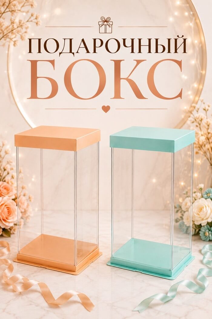 Бокс подарочный  высокий (Цвет: Персиковый)