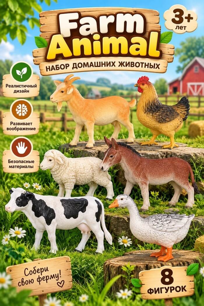 Набор резиновых животных домашние