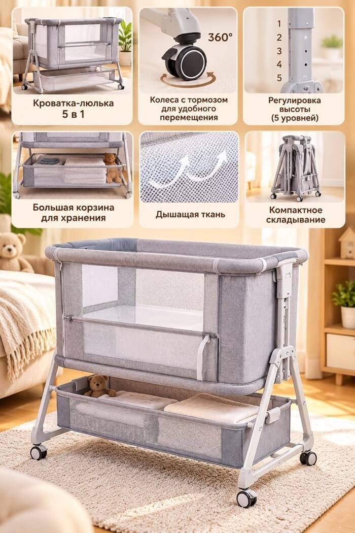 Кроватка  детская СВ115 (Цвет: Черный)